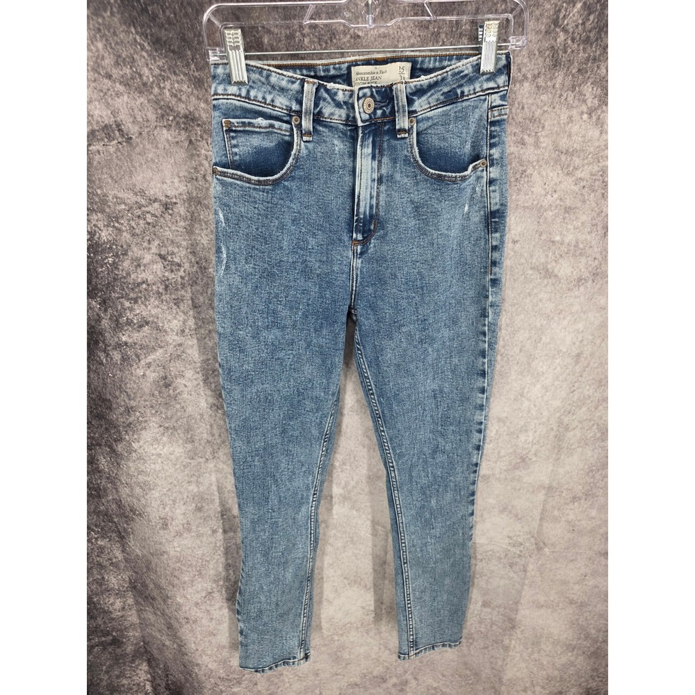 Abercrombie & Fitch Jeans Womens 25 / 0 R Blue Ankle High Rise Cropped Acid Wash